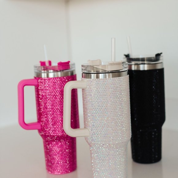 Glam Girl 40 oz Rhinestone Stainless Steel Tumbler - Picture 4 of 4